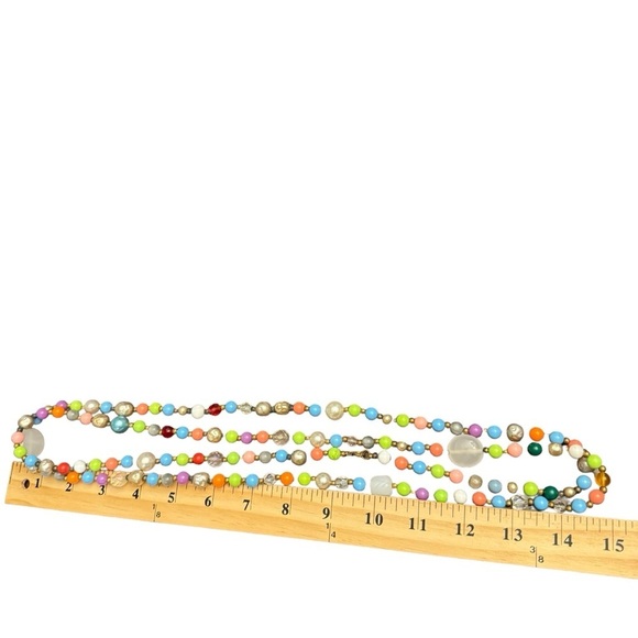 Beautiful Vintage Long 30” Multicolored Bead Necklace - Picture 9 of 10